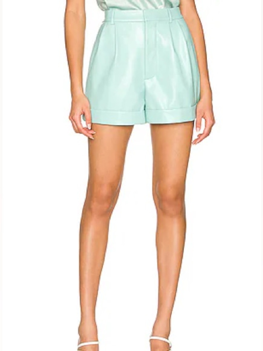 Alice + Olivia Conrad Faux Leather Vegan Cuffed Shorts